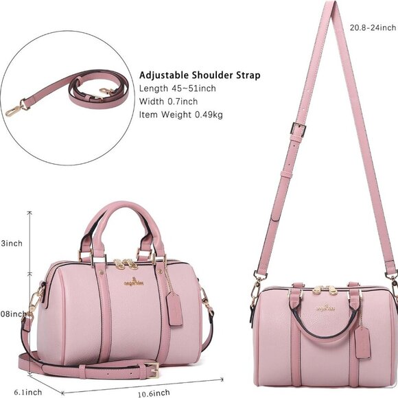 Stylish Compact Satchel Bag with Adjustable Crossbody Strap - Gold Logo Accent - Picture 3 of 9